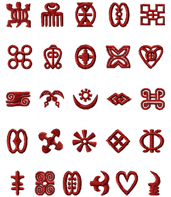 Africa Adinkra Symbols Machine Embroidery Designs set 4x4 and 1x1