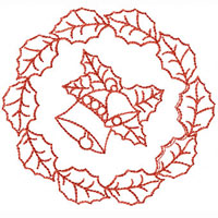 Bells And Holly leaves Machine Embroidery design