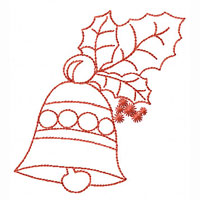 Bells And Holly leaves Machine Embroidery design