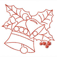 Bells And Holly leaves Machine Embroidery design