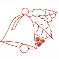 Bells And Holly leaves Machine Embroidery design