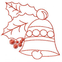 Bells And Holly leaves Machine Embroidery design