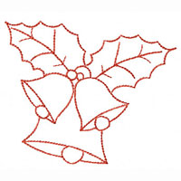 Bells And Holly leaves Machine Embroidery design