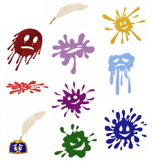 Back to School - Blots Machine Embroidery Designs set for 4x4 hoop