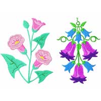 Bluebells Flowers Machine Embroidery Designs set 4x4