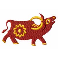 chinese Zodiac Machine Embroidery Design: Buffalo
