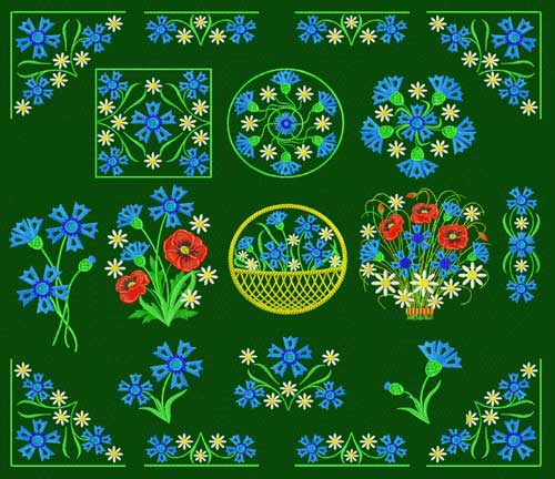 cornflower Machine Embroidery Designs set