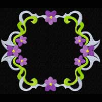 Flowers and Ribbons Frame Machine Embroidery Design