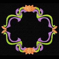 Flowers and Ribbons Frame Machine Embroidery Design