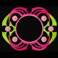 Flowers and Ribbons Frame Machine Embroidery Design