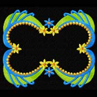 Flowers and Ribbons Frame Machine Embroidery Design