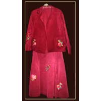 Jacket and skirt with pomegranates