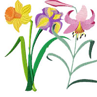 Garden #1: 8 Garden Flowers Machine Embroidery Designs set 5x7