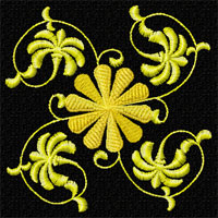 Gold Flowers Ornaments Machine Embroidery Designs