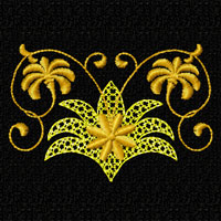 Gold Flowers Ornaments Machine Embroidery Designs