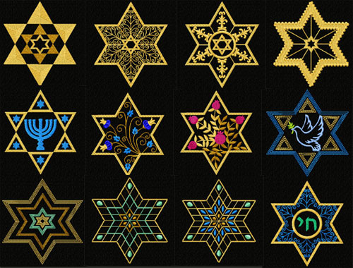 Stars of David 12 Machine Embroidery Designs set 5x5