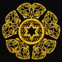 Gold Stars of David 9 Quilt Blocks Machine Embroidery Designs 4x4