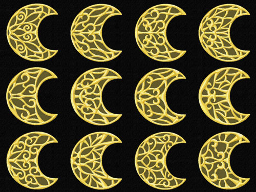 Lacy Moons 12 Machine Embroidery Designs set 4x4