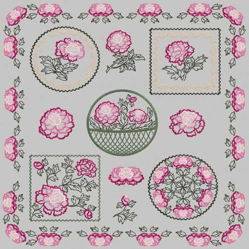 Chinese Peony Machine Embroidery Designs