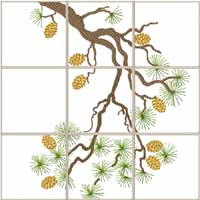 Pine Branch Quilt Blocks Machine Embroidery Designs 5x7