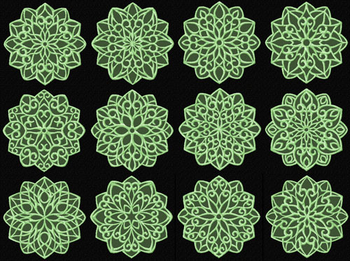 Lacy Snowflakes 12 Machine Embroidery Designs set 4x4