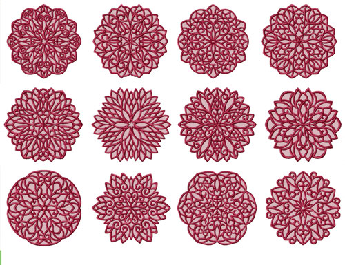 Lacy Snowflakes 12 Machine Embroidery Designs set 5x7