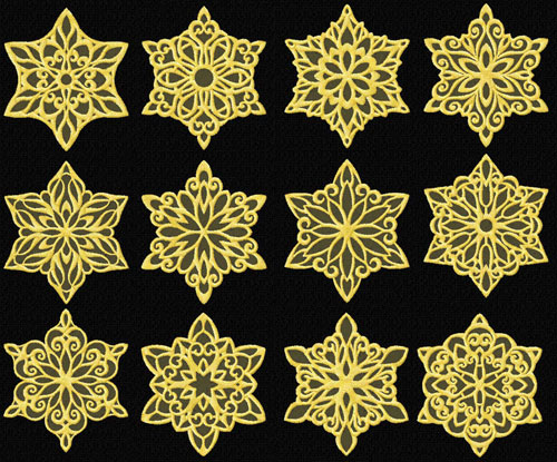 Gold Snowflakes Machine Embroidery Designs