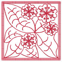 Redwork Flowers 9 Quilt Blocks Embroidery Designs 4x4