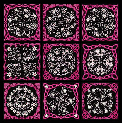 Flowers Motifs 9 Quilt Blocks Machine Embroidery Designs 4x4