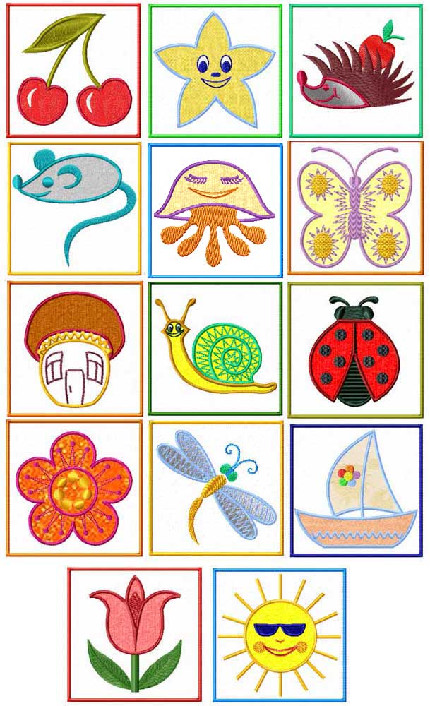 Kids Summer Dreams Applique Embroidery Designs set 4x4 