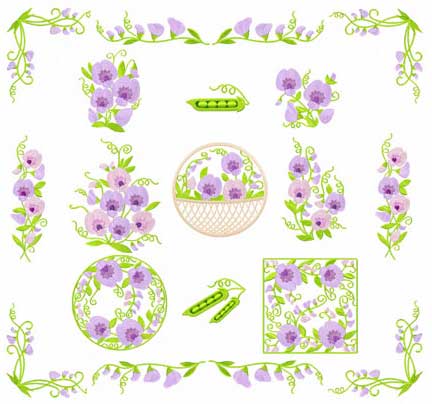 Sweet Pea Machine Embroidery Designs set